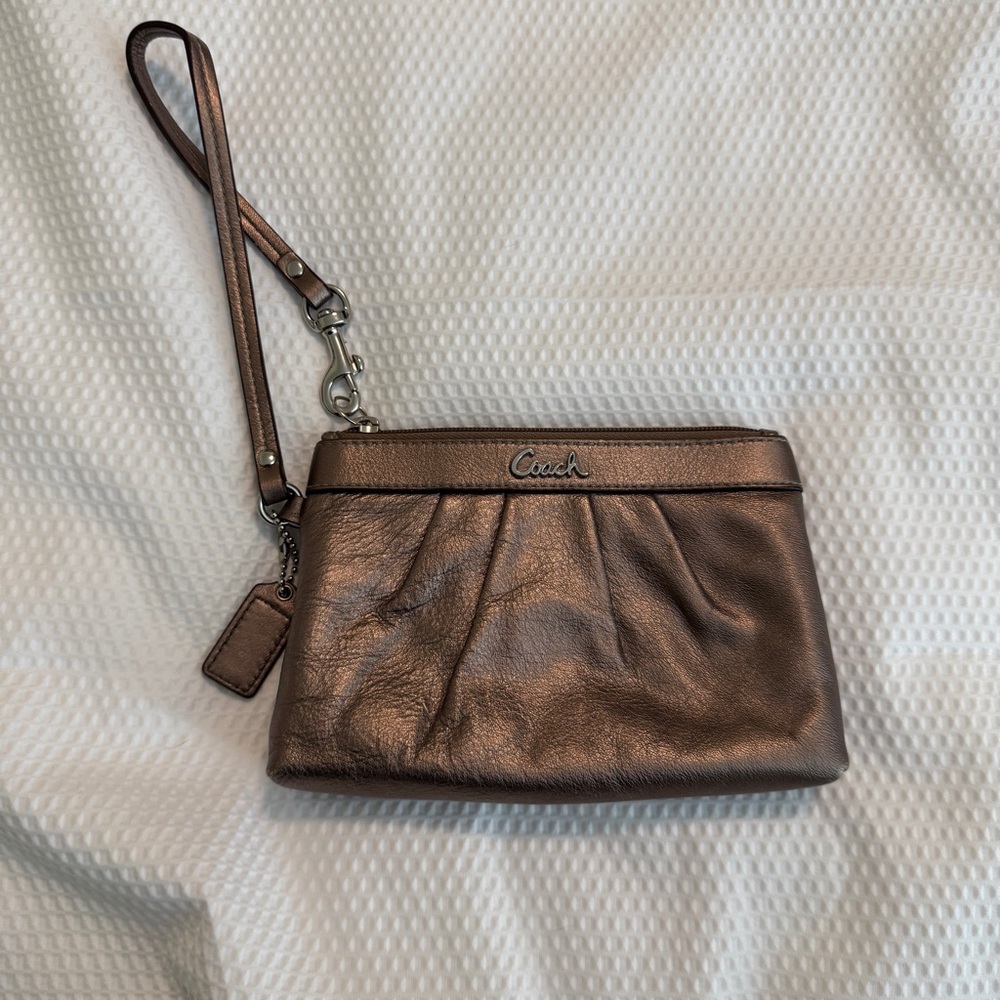 Coach Metallic Bronze Wristlet